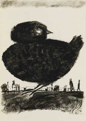 Красный Юрий Михайлович. Иллюстрация к рассказу «Смерть цыпленка» для журнала «Индия», 1968, № 1